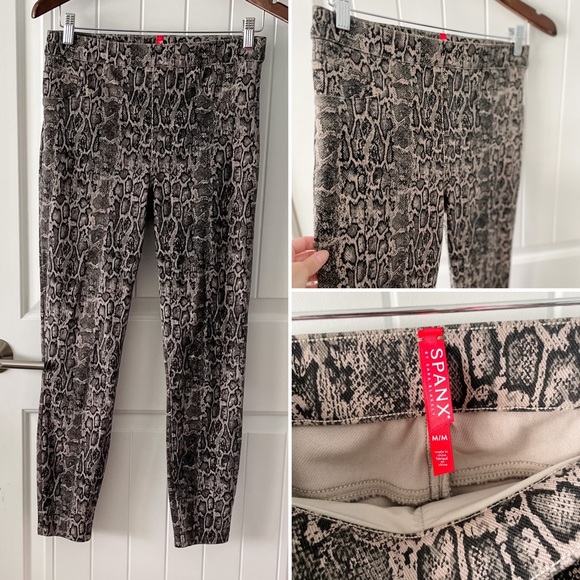 SPANX Pants - Spanx taupe snake print jean-ish ankle leggings Size Medium